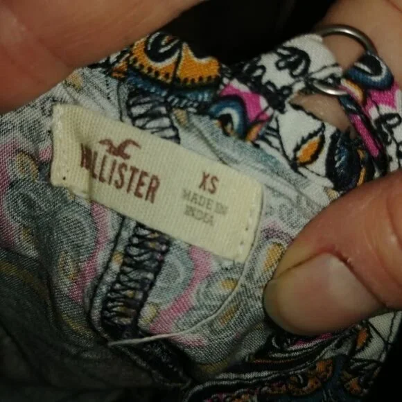 Hollister Women's XS Boho Print Sleeveless Dress Lace-Up SummerFestival Style - Picture 3 of 10